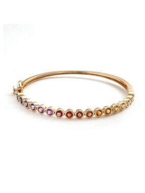 Spectrum Gem 14K (Custom) Yellow Gold Hinged Bangle Bracelet